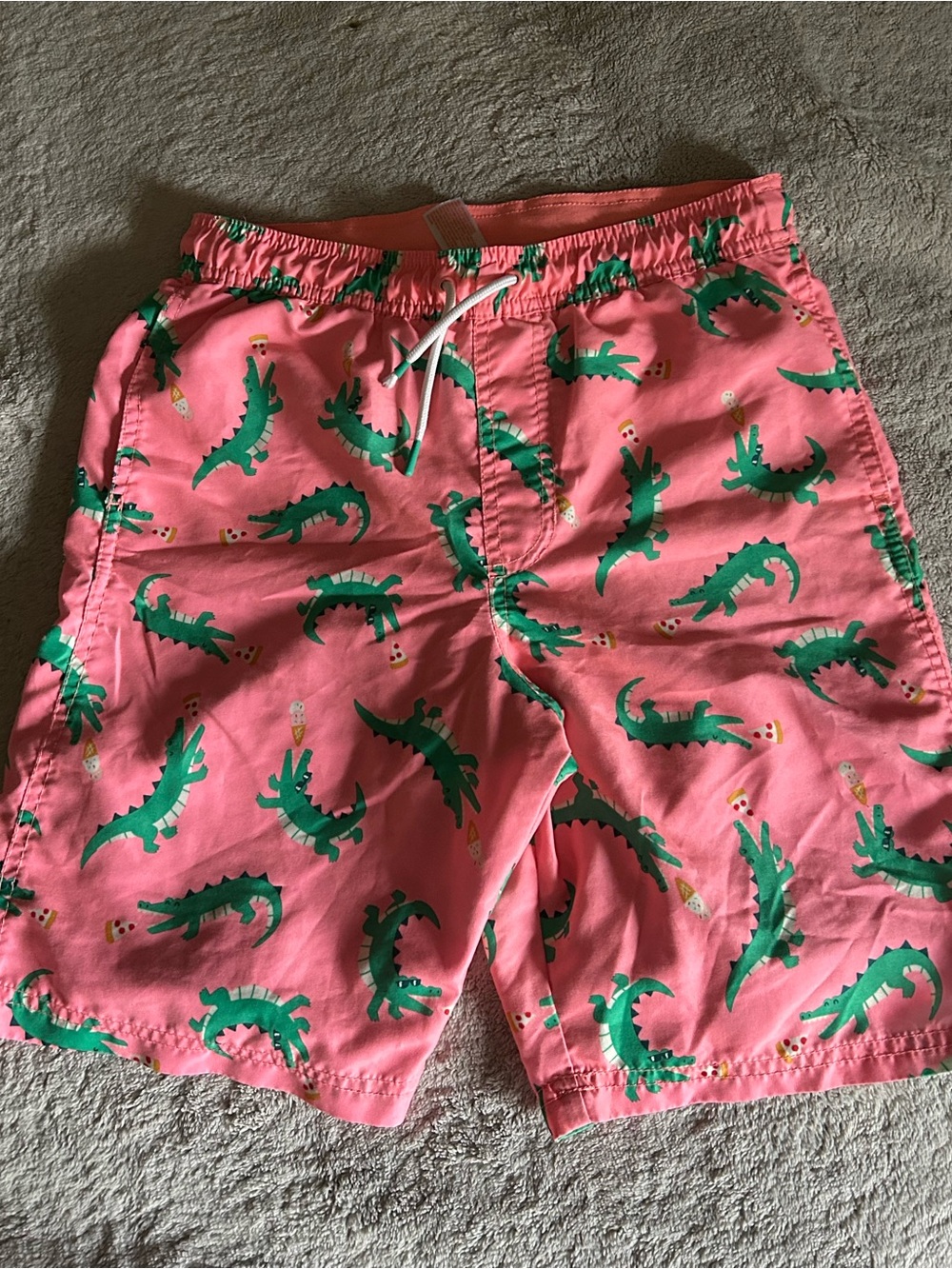 Cat & Jack Pink Swim Trunks with Green Alligator Print